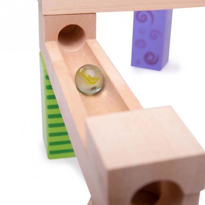 Bigjigs Toys Piste de billes en bois colorée
