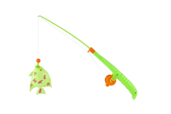 Jeu de pêche/magnétique en plastique 3pcs+canne à pêche en plastique 34cm mix de couleurs sur carte