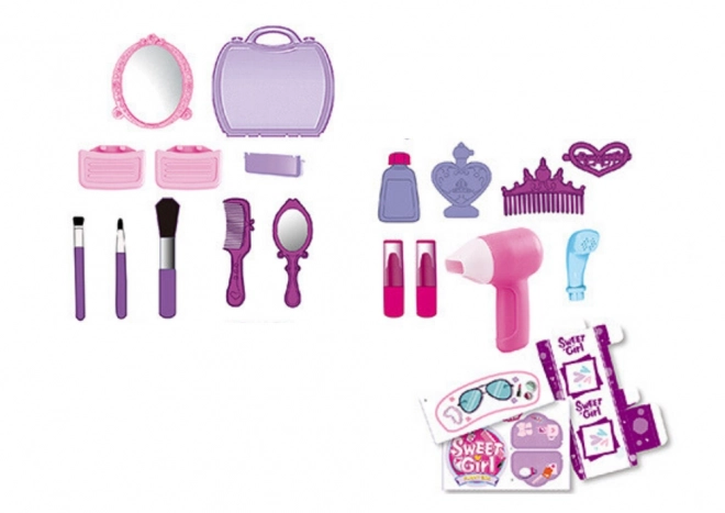Ensemble de cosmétiques de coiffure dans un étui Miroir violet pour sèche-cheveux