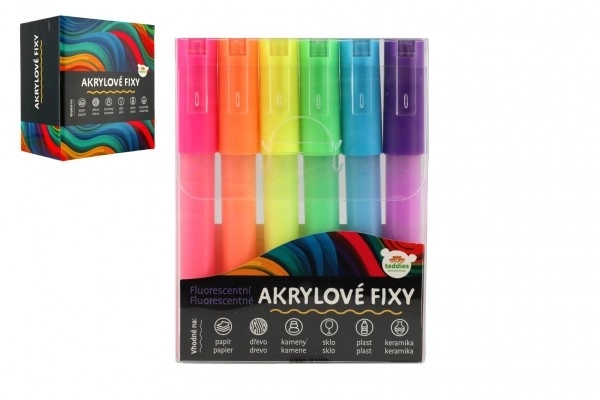 Marqueurs acryliques fluorescents pour différentes surfaces 6 pcs