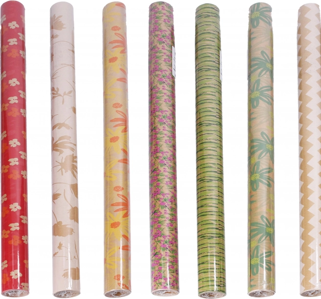 Papier cadeau kraft avana naturel 0,7 × 2 m – assortiment de motifs