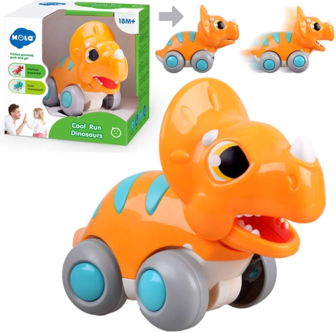 Dinosaure roulant T-Rex – petite voiture à tirer pour enfants – Orange