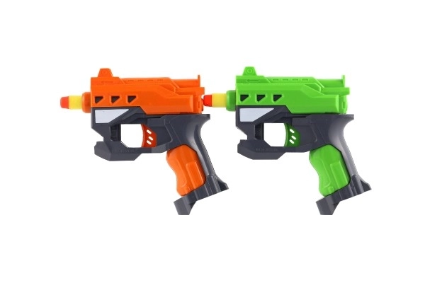 Pistolet à balles en mousse 12x14cm plastique + 3 munitions 2 couleurs sur carte