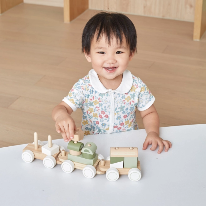 Train en bois Polar B avec wagons et blocs