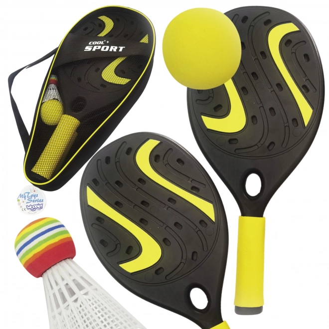 Woopie Raketa avec Balle en Mousse et Panier - Kit pour la Plage et le Jardin
