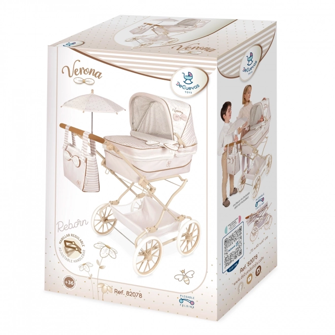 Poussette pliable pour poupées Reborn avec parasol et accessoires Verona