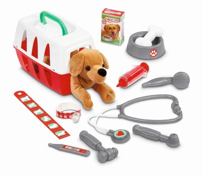 Chariot pour vétérinaires avec chien en peluche