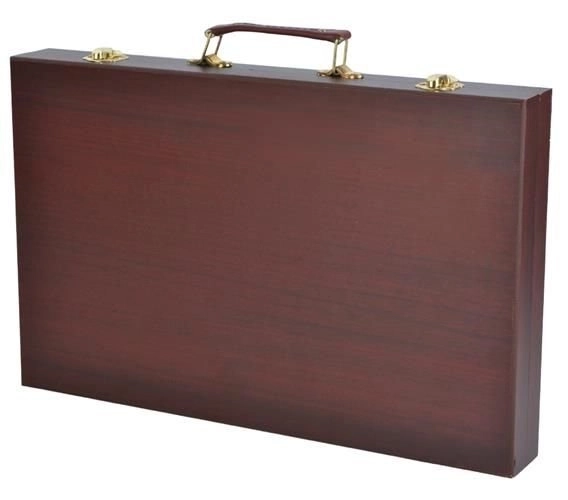 Grande boîte d'art en bois pour petits peintres - 81 pièces