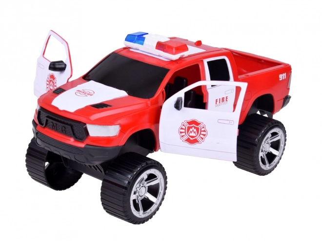Grand véhicule de pompiers avec son et casque pour enfants