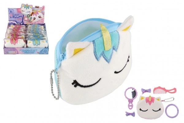 Portefeuille en daim de licorne pour fille avec accessoires pour cheveux