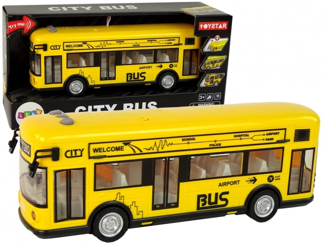 Autobus urbain jaune à friction 1:18