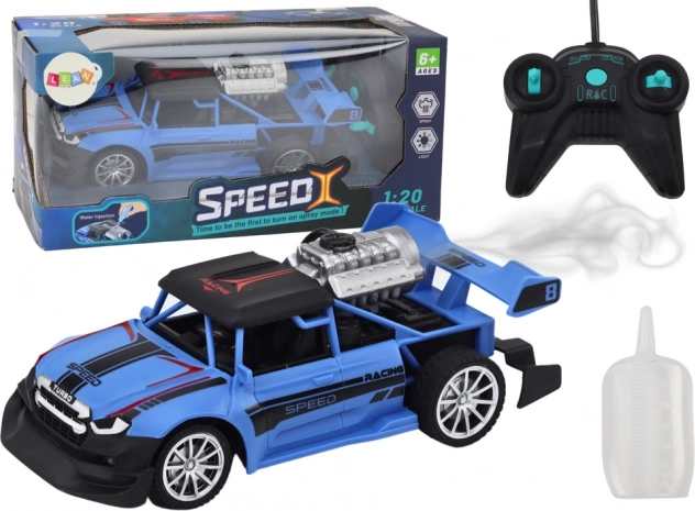 Voiture RC 1:20 avec effet fumée et lumières – bleue