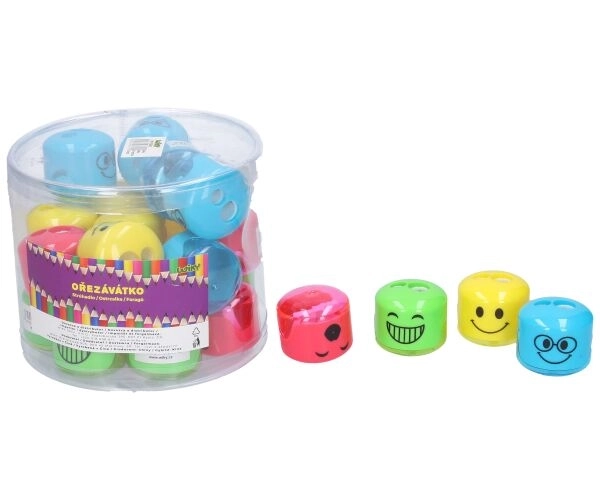Taille-crayon pour deux crayons avec réservoir - smiley
