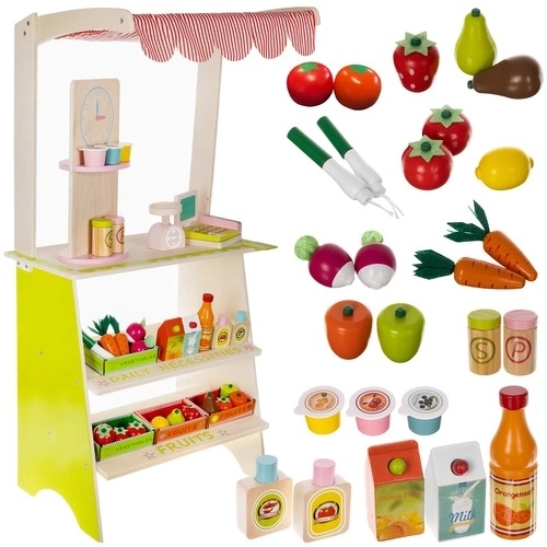 Stand en bois avec accessoires pour enfants