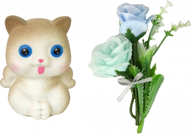 Set avec chaton et fleurs
