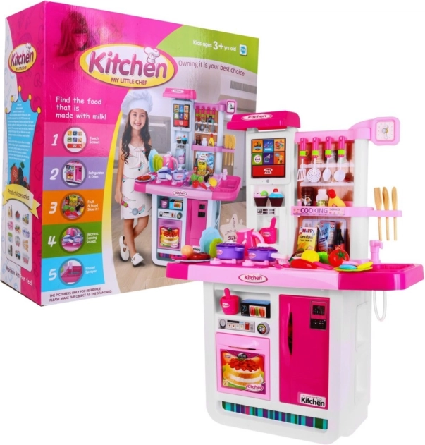 Cuisine interactive pour enfants 3+ avec robinet d’eau, lumières et sons – Rose