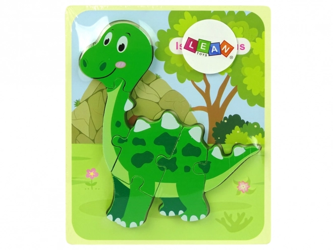 Puzzle en bois Dino Isanosaurus Tyrannosaurus Vert
