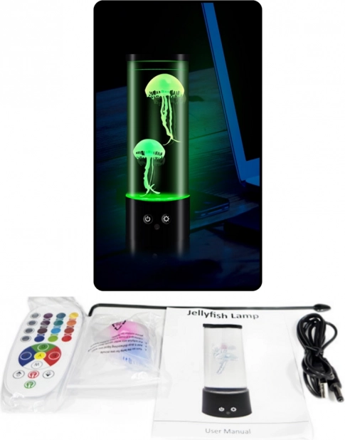 Lampe LED décorative avec méduses, alimentation par piles et câble USB