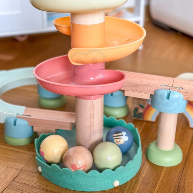 Piste de billes en bois avec Xylophone Tooky Toy 44 pièces
