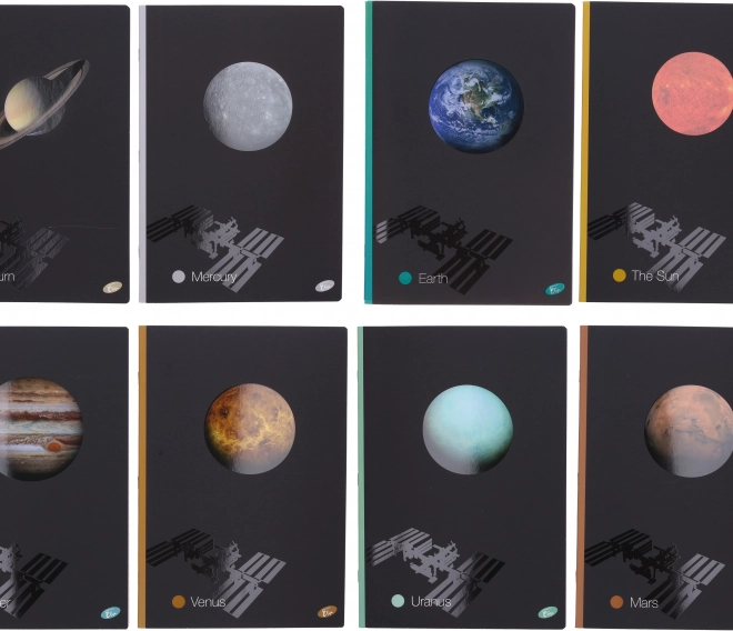 Cahier ligné A4, 40 feuilles, motif planètes