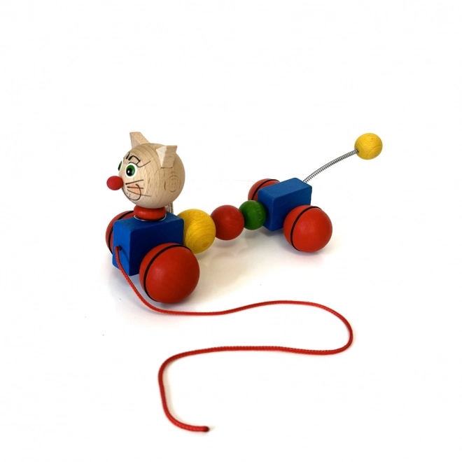 Chat à tirer en bois