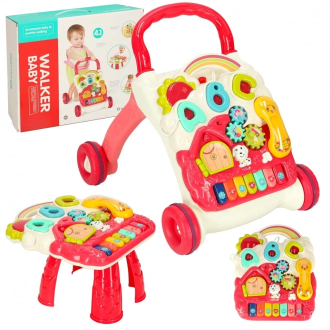 Trotteur pour enfants/Table multifonction 4-en-1 – rouge