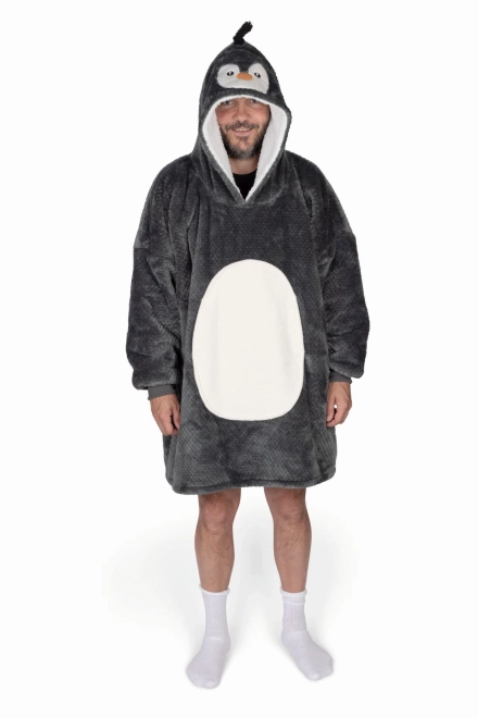 Drap Sécurisant pour la Télévision Manchée en Polaire Pingouin avec Capuche