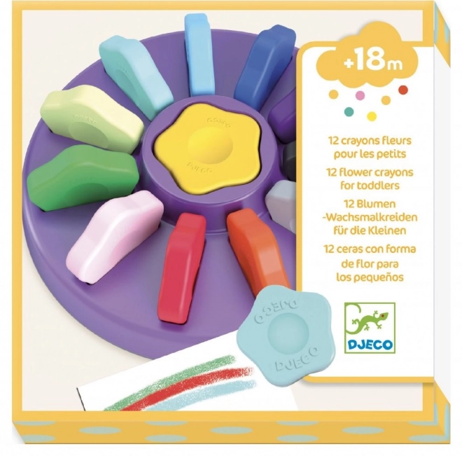 DJECO Crayons en cire floraux pour les tout-petits