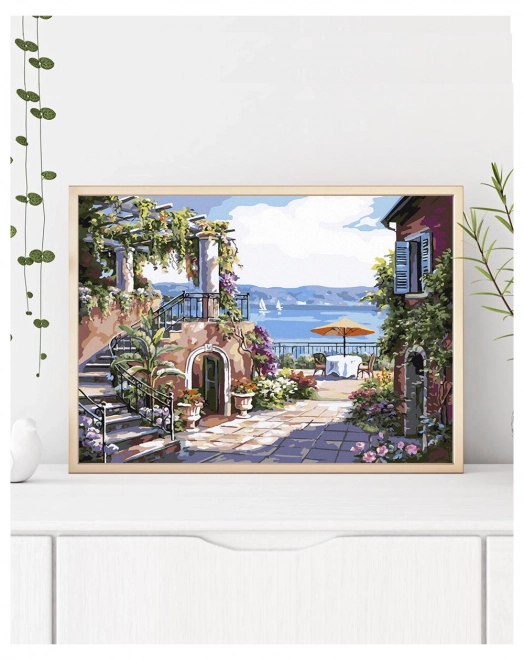 Peinture par numéros Terrasse Toscane 40x50 toile + peintures + pinceaux