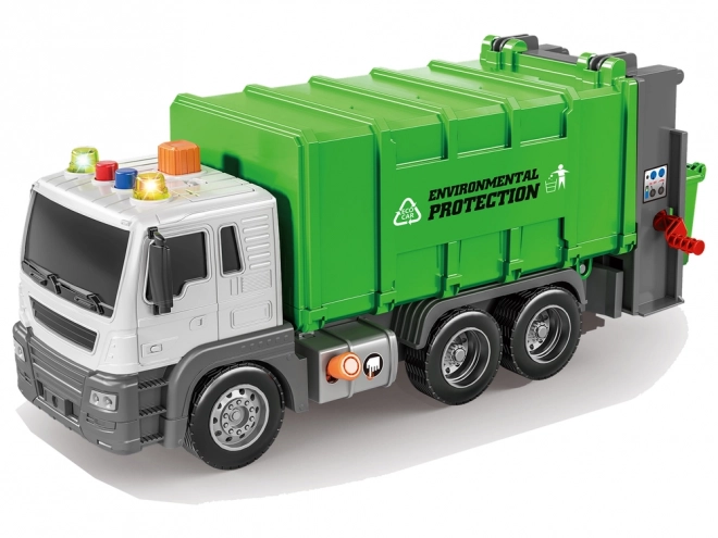 Camion Poubelle, Friction Drive Effets Sonores Vert 1:16 Ségrégation