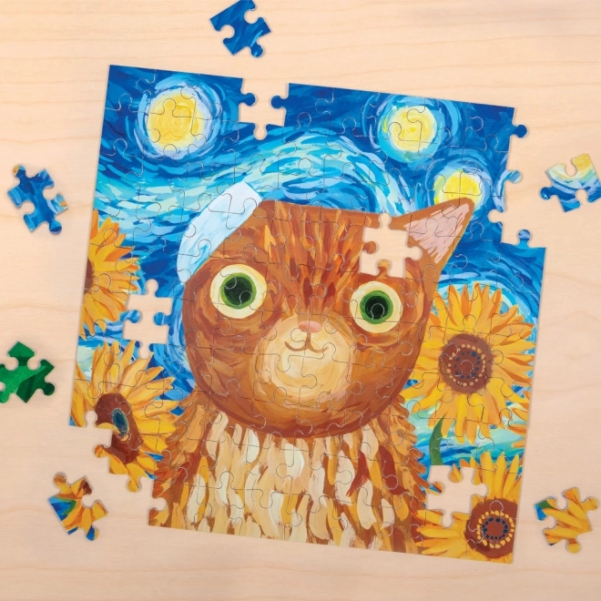 Puzzle Vincent van Gogh chats artistiques 100 pièces en boîte métallique