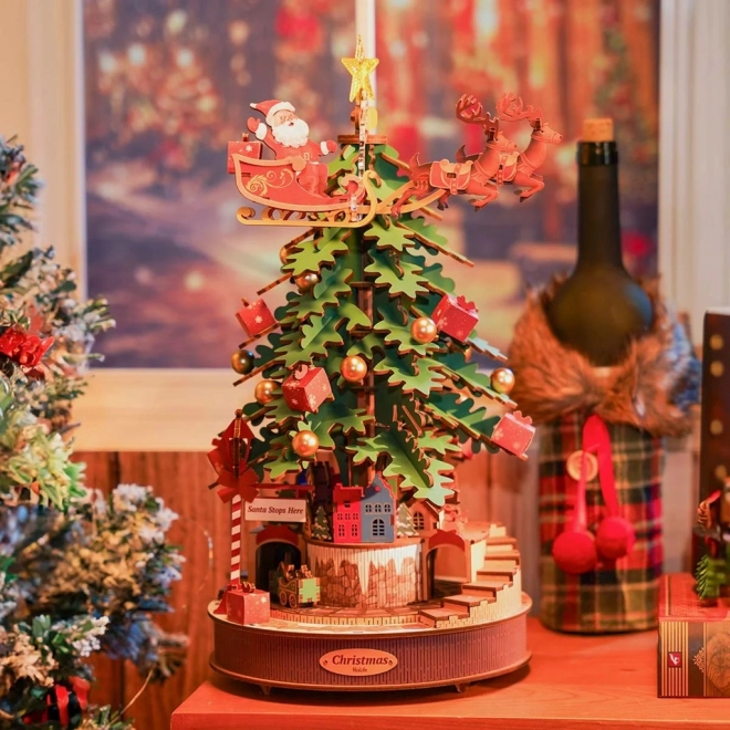 RoboTime 3D puzzle en bois boîte à musique Sapin de Noël