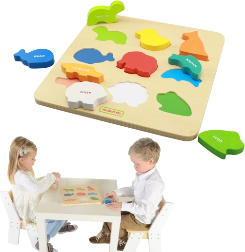 Planche de tri en bois avec animaux colorés MASTERKIDZ Montessori