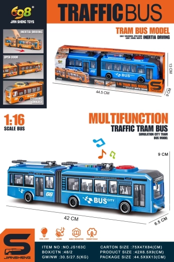 Trolleybus bleu à l’échelle 1:16