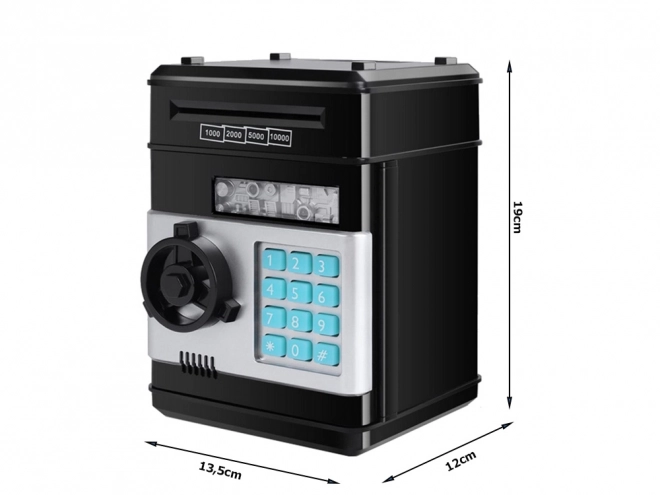 Coffre-fort tirelire électronique à code d'accès noir