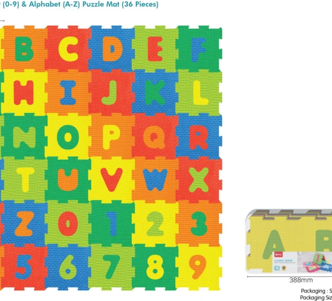 Puzzle de sol en mousse 36 pièces avec chiffres et lettres en EVA pour enfants 10 mois+