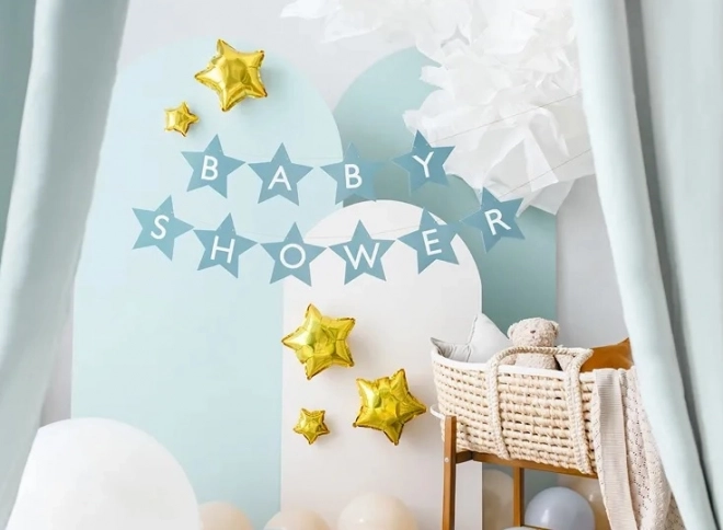 Bannière signe pour baby shower étoiles couleur claire 290 cm x 16,5 cm – Bleu clair