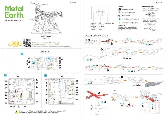 Metal Earth Puzzle 3D V-22 Osprey