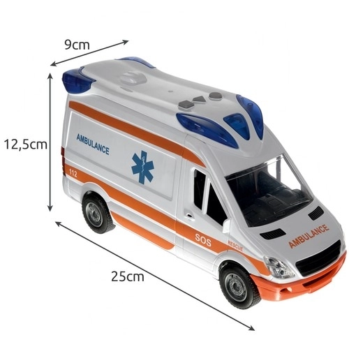 Ambulance pour enfants avec brancard et signaux lumineux
