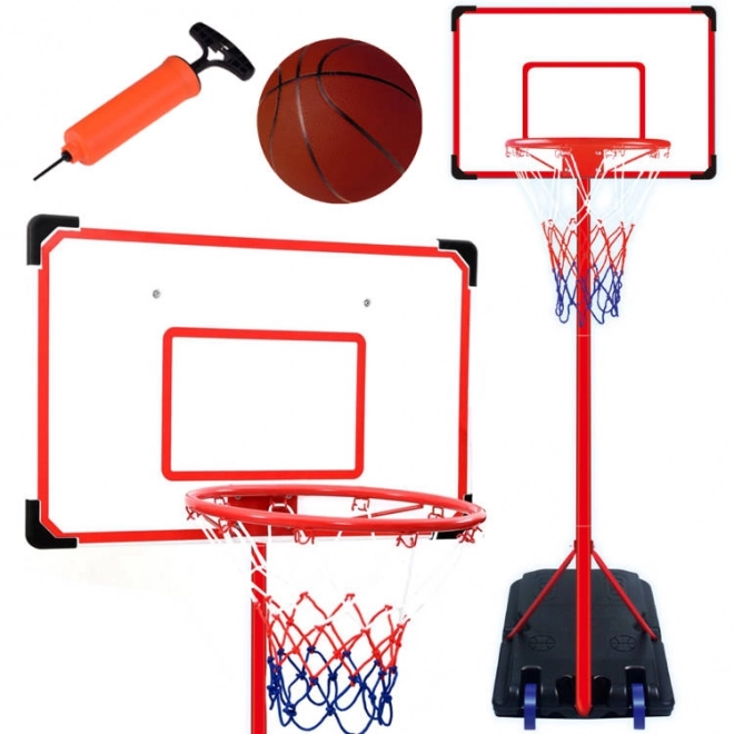 Tableau de basketball avec ballon et pompe