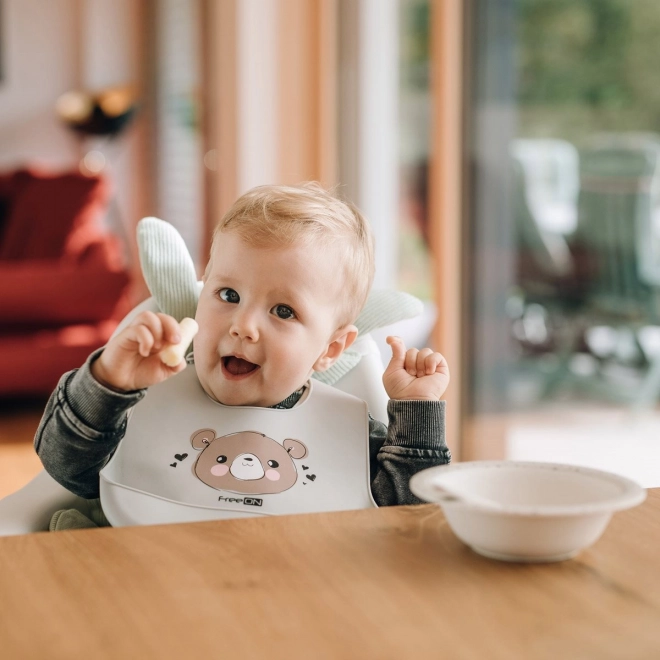 FreeON bavoir en silicone Ourson, gris