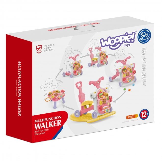 Chariot de marche multifonction 5 en 1 rose pour enfants