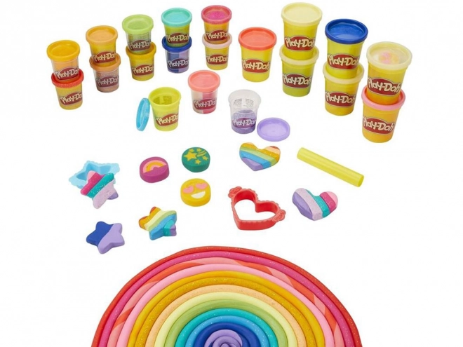 Ensemble de pâte à modeler scintillante Play-Doh de Hasbro avec 21 couleurs et moules