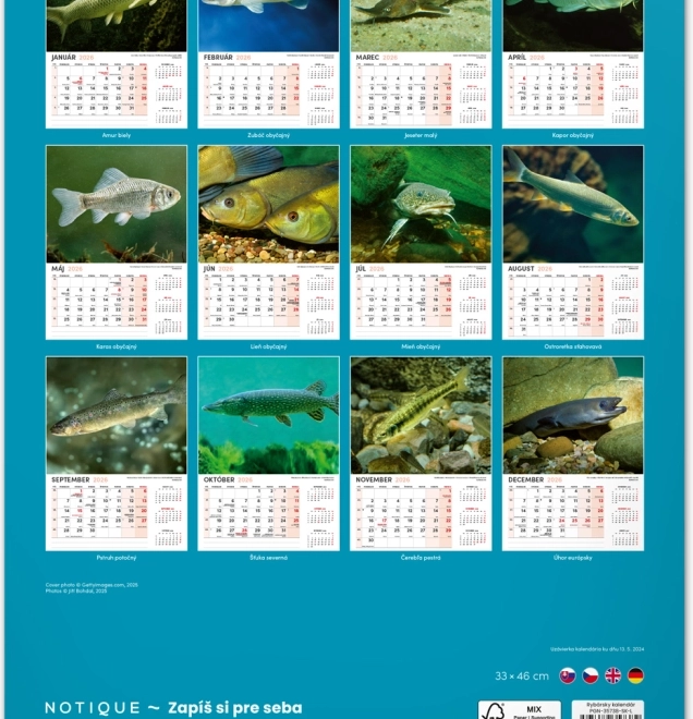 Calendrier mural Pêcheur 2026