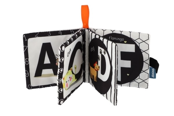 Petit livre doux en tissu 12x11cm 3 types sur carte dans un sac 3m+