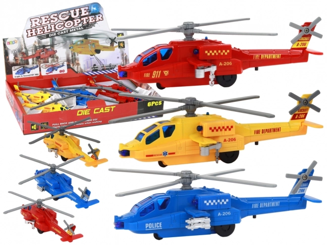 Hélicoptère de secours en aluminium avec son et lumières intégrés
