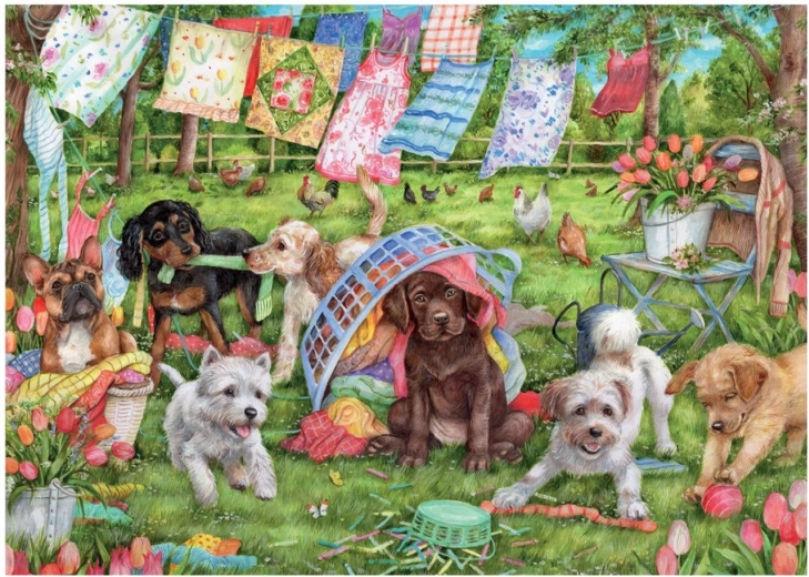 Puzzle Chiots au jardin 1000 pièces
