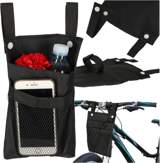 sacoche de guidon avec poche pour téléphone, noire