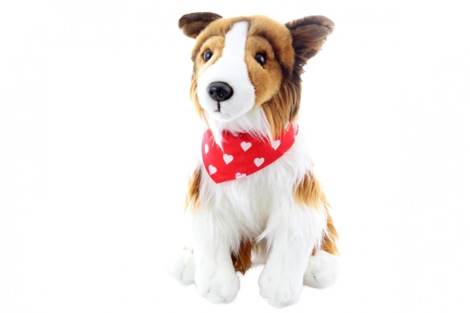 Peluche Colley à poil long avec foulard 26 cm ÉCO-RESPONSABLE