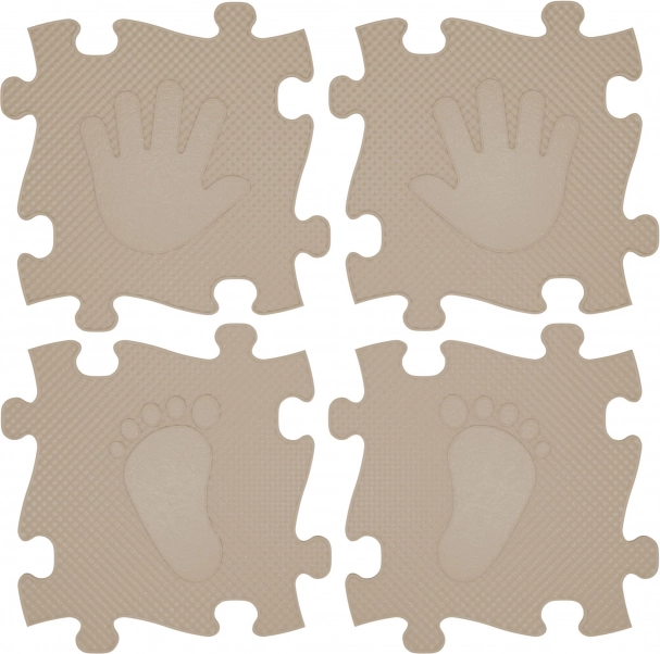 Tapis orthopédique puzzle pour enfants - Mains et pieds 16 pcs - Beige